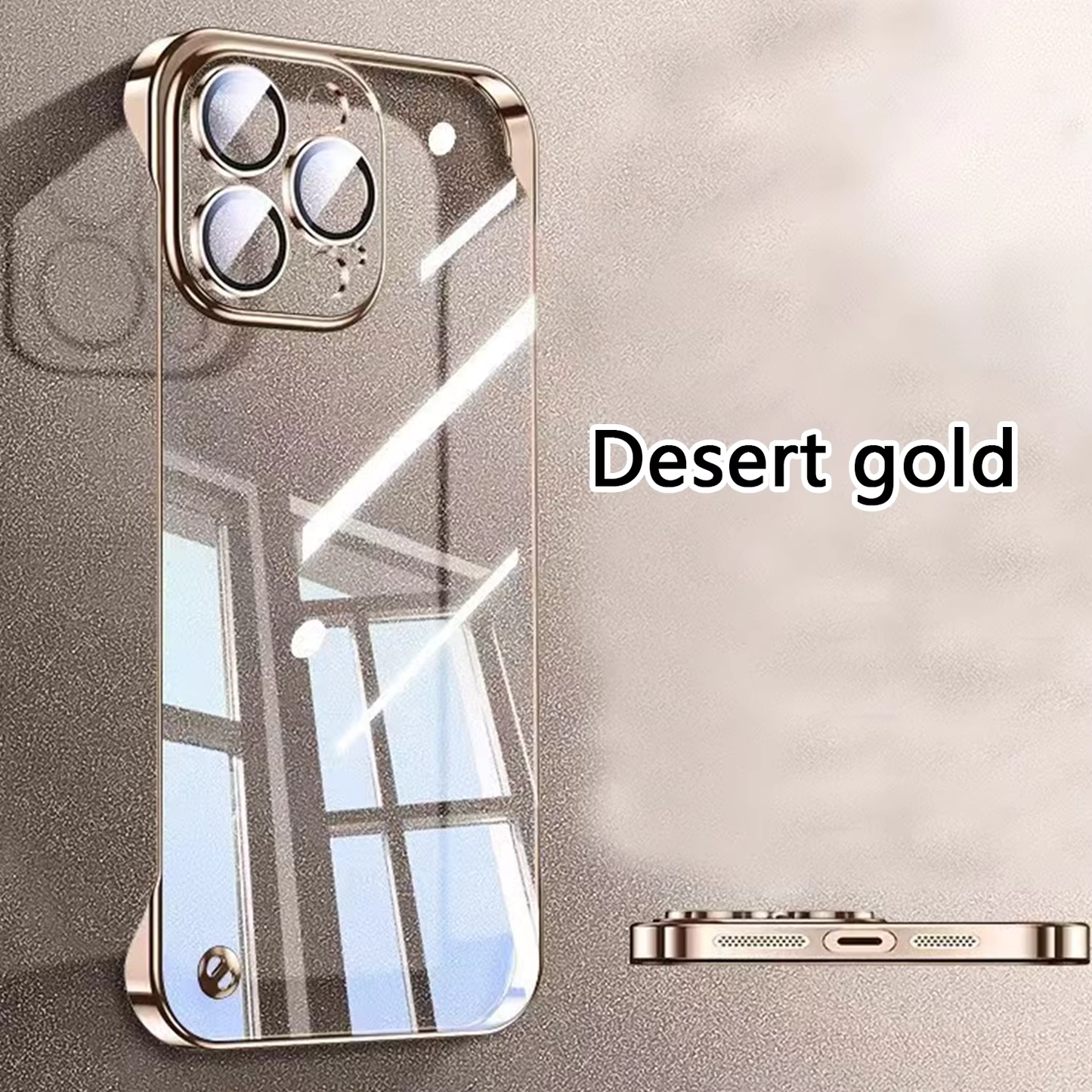 Luxury Desert Gold Plating Ultra Thin PC Clear iPhone Case - 16 Series