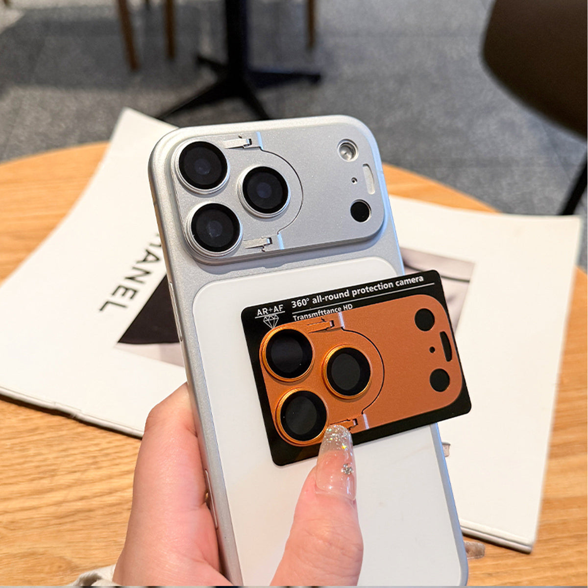 Luxury 2-in-1 Tempered Glass HD Camera Lens Protector with Foldable Metal Kickstand - Coverify