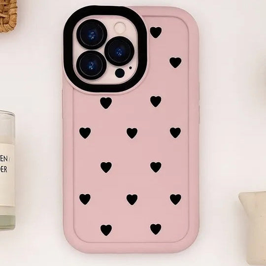 Luxury Pink Black Heart iPhone Case - 16 Pro Max - Coverify