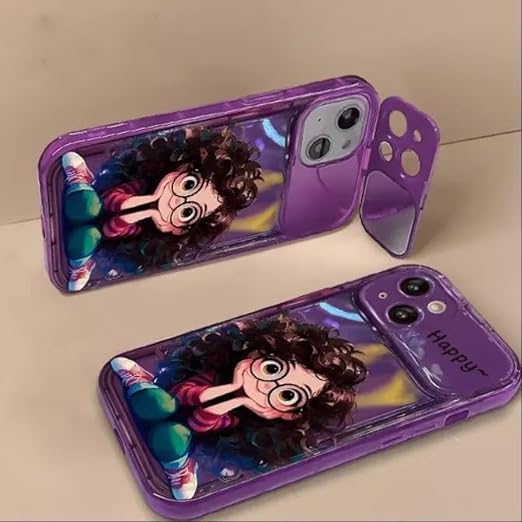 Luxury Cute Curly Haired Girl Mirror iPhone Case with Charm