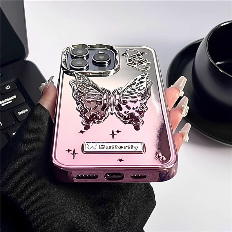Luxury Purple Gradient Butterfly Feathers iPhone Case
