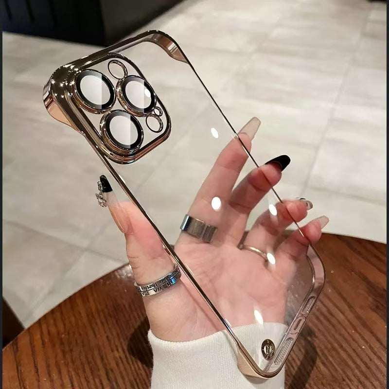 Luxury Desert Gold Plating Ultra Thin PC Clear iPhone Case - 16 Series