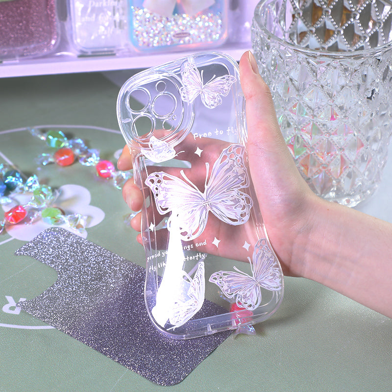 Luxury Glitter Butterfly iPhone Case with Charm Bracelet