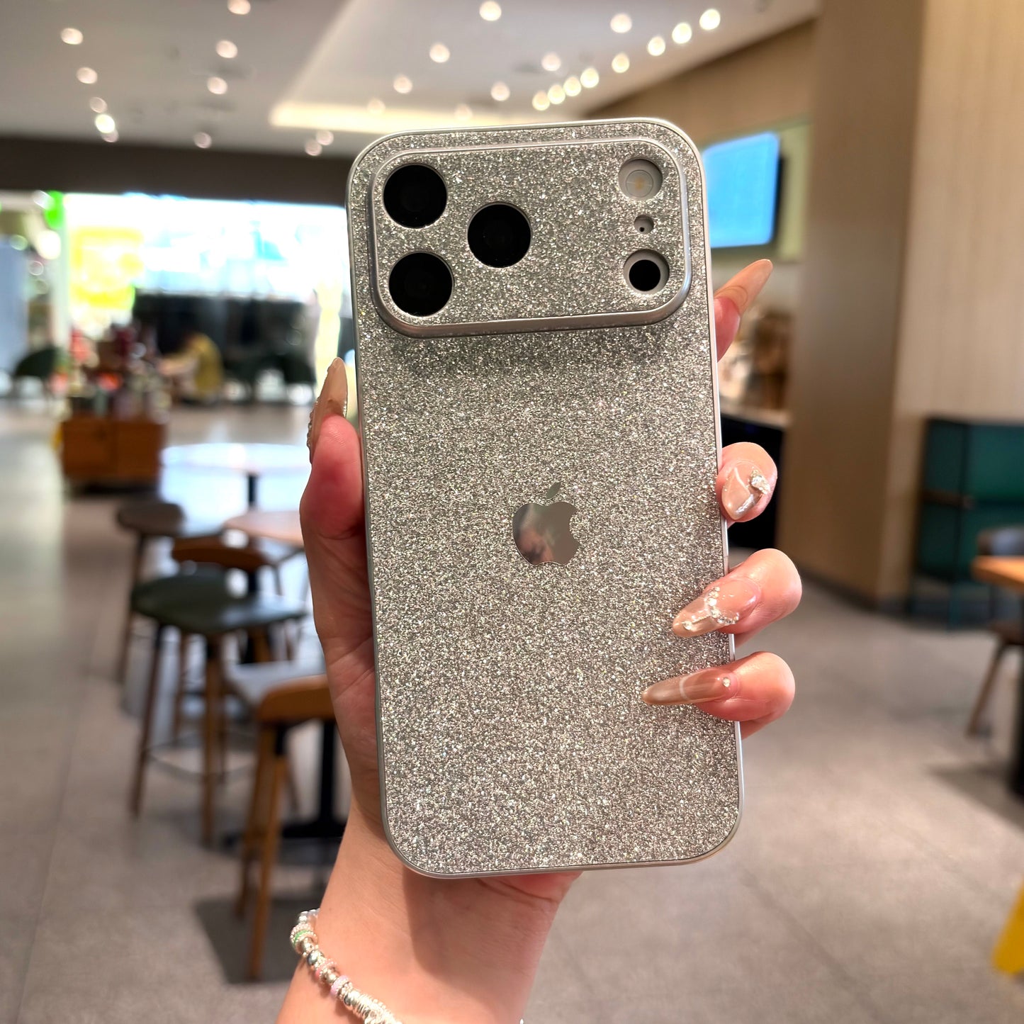 Luxury Glitter Silver iPhone Case with Apple Logo - Coverify