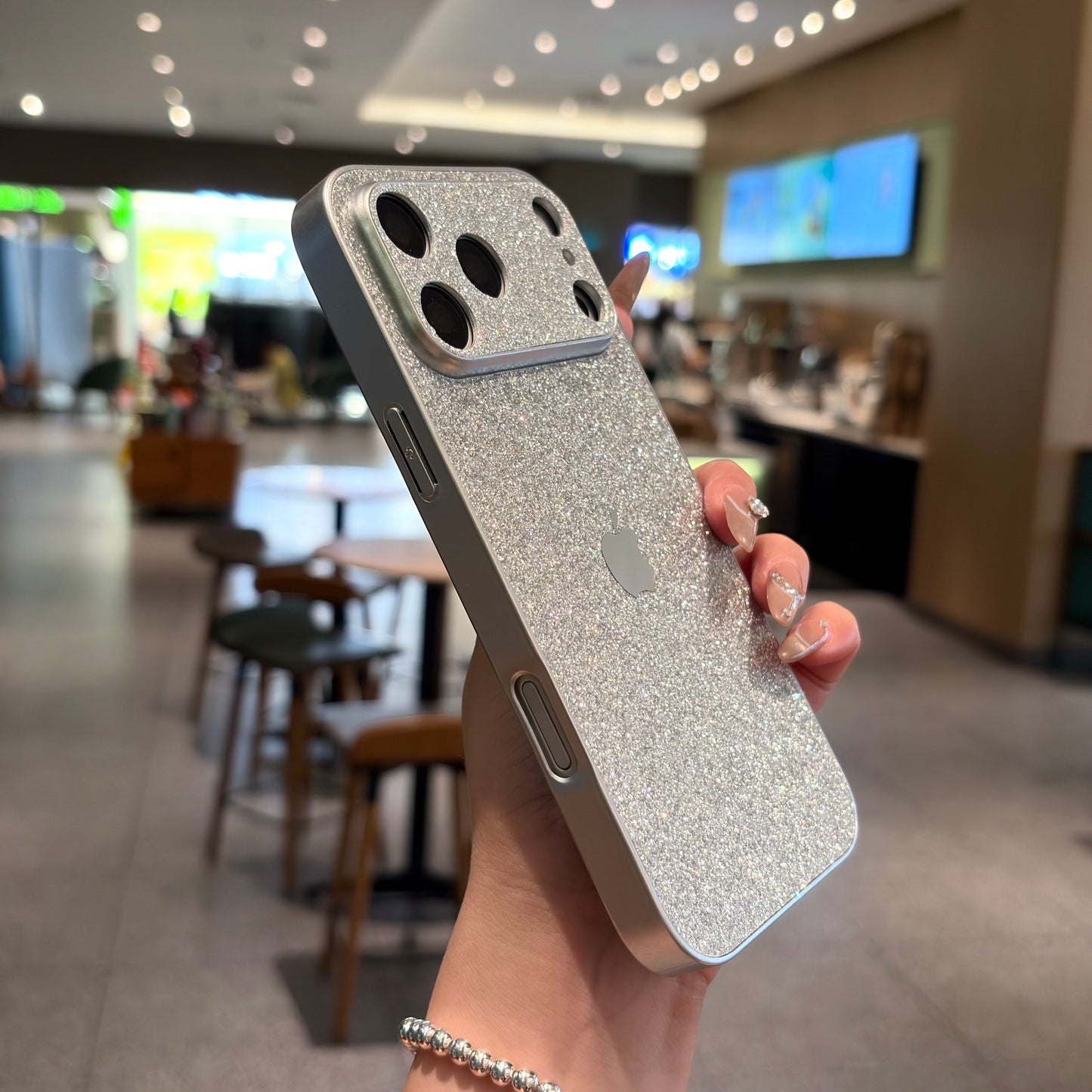 Luxury Glitter Silver iPhone Case with Apple Logo - Coverify