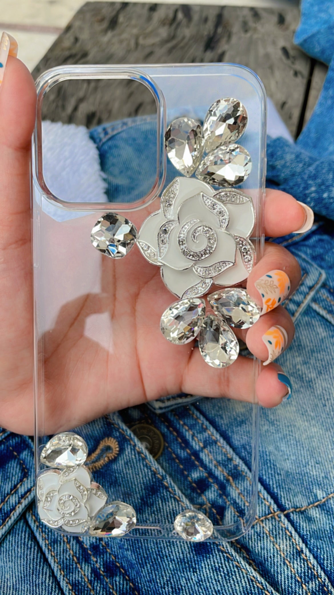 Luxury Glitter Diamond Flower iPhone Case