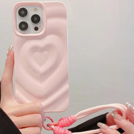Luxury Heart Pattern iPhone Case with Charm