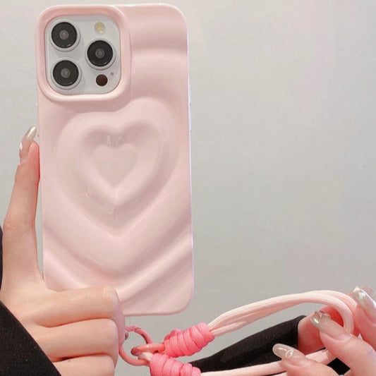 Luxury Heart Pattern iPhone Case with Charm