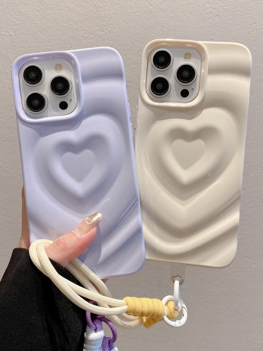 Luxury Heart Pattern iPhone Case with Charm