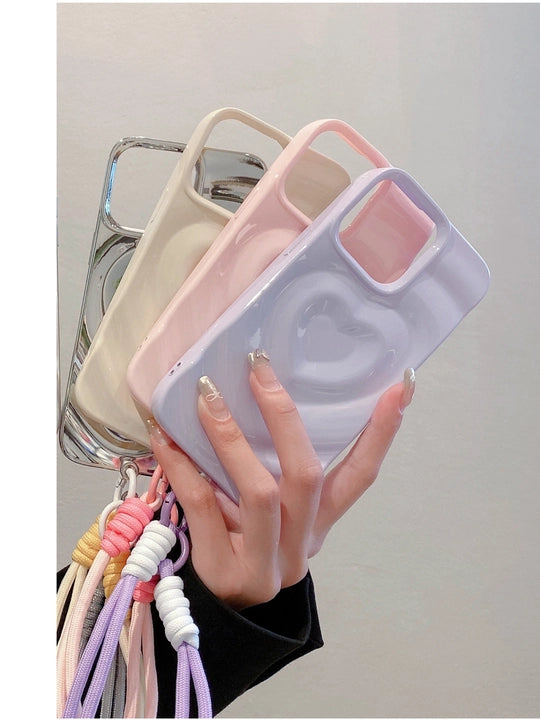 Luxury Heart Pattern iPhone Case with Charm