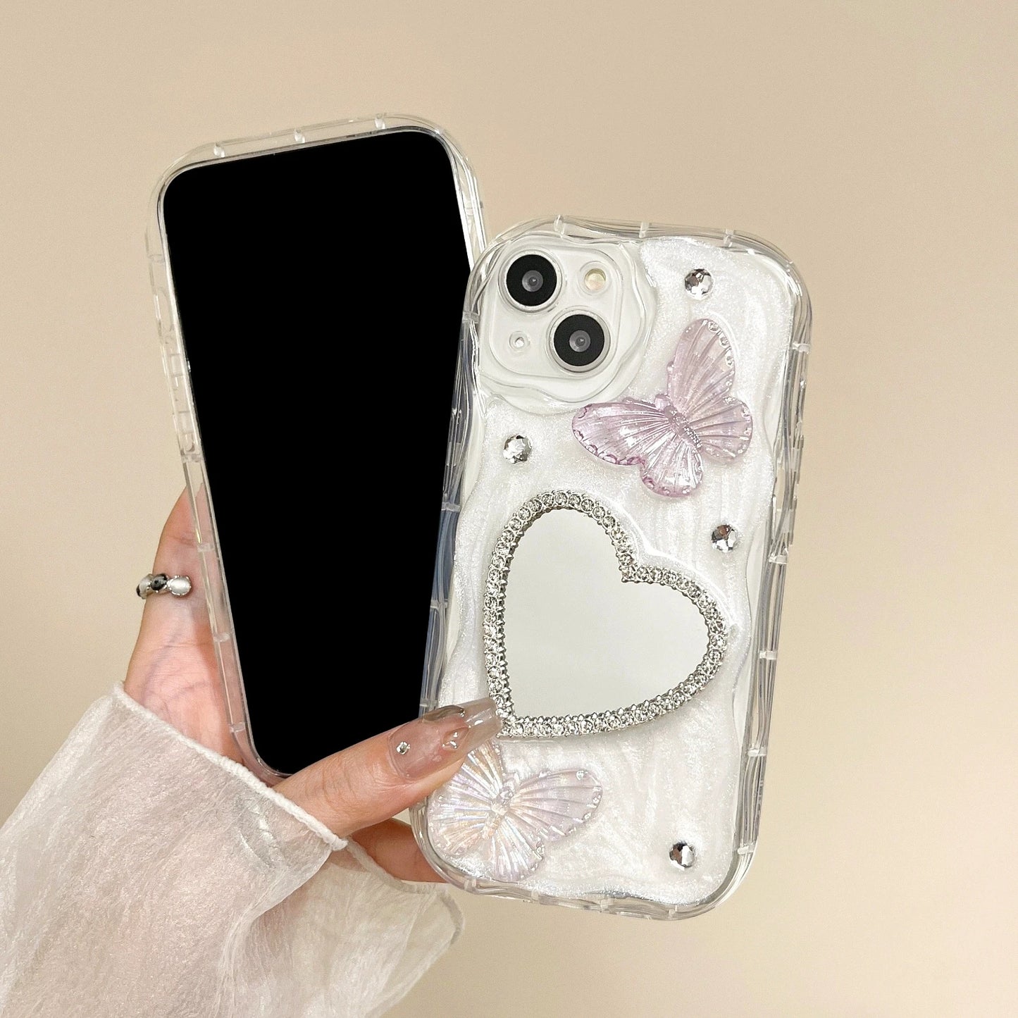 Luxury Love Mirror Fantasy Butterfly iPhone Case