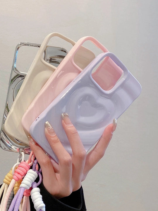 Luxury Heart Pattern iPhone Case with Charm