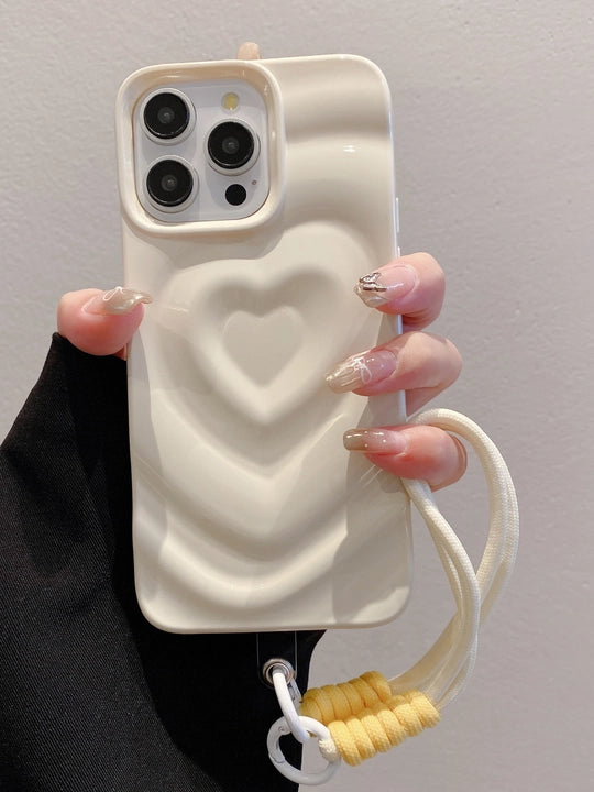 Luxury Heart Pattern iPhone Case with Charm