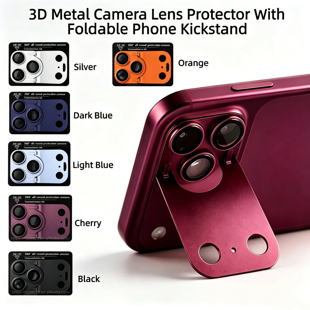 Luxury 2-in-1 Tempered Glass HD Camera Lens Protector with Foldable Metal Kickstand - Coverify