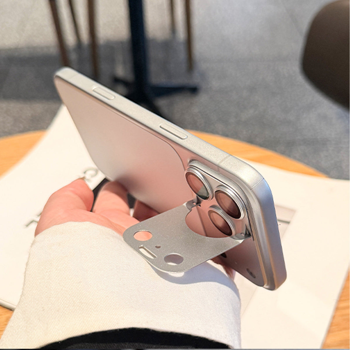 Luxury 2-in-1 Tempered Glass HD Camera Lens Protector with Foldable Metal Kickstand - Coverify