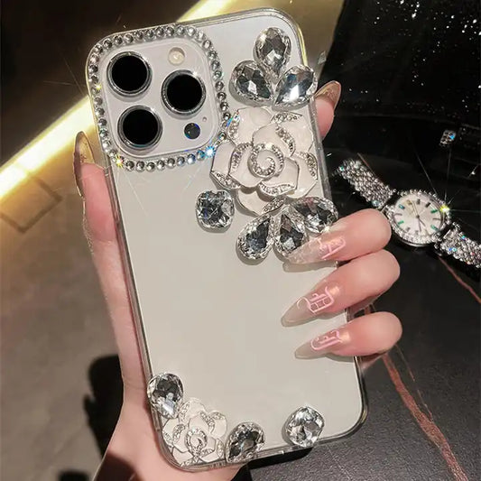 Luxury Glitter Diamond Flower iPhone Case