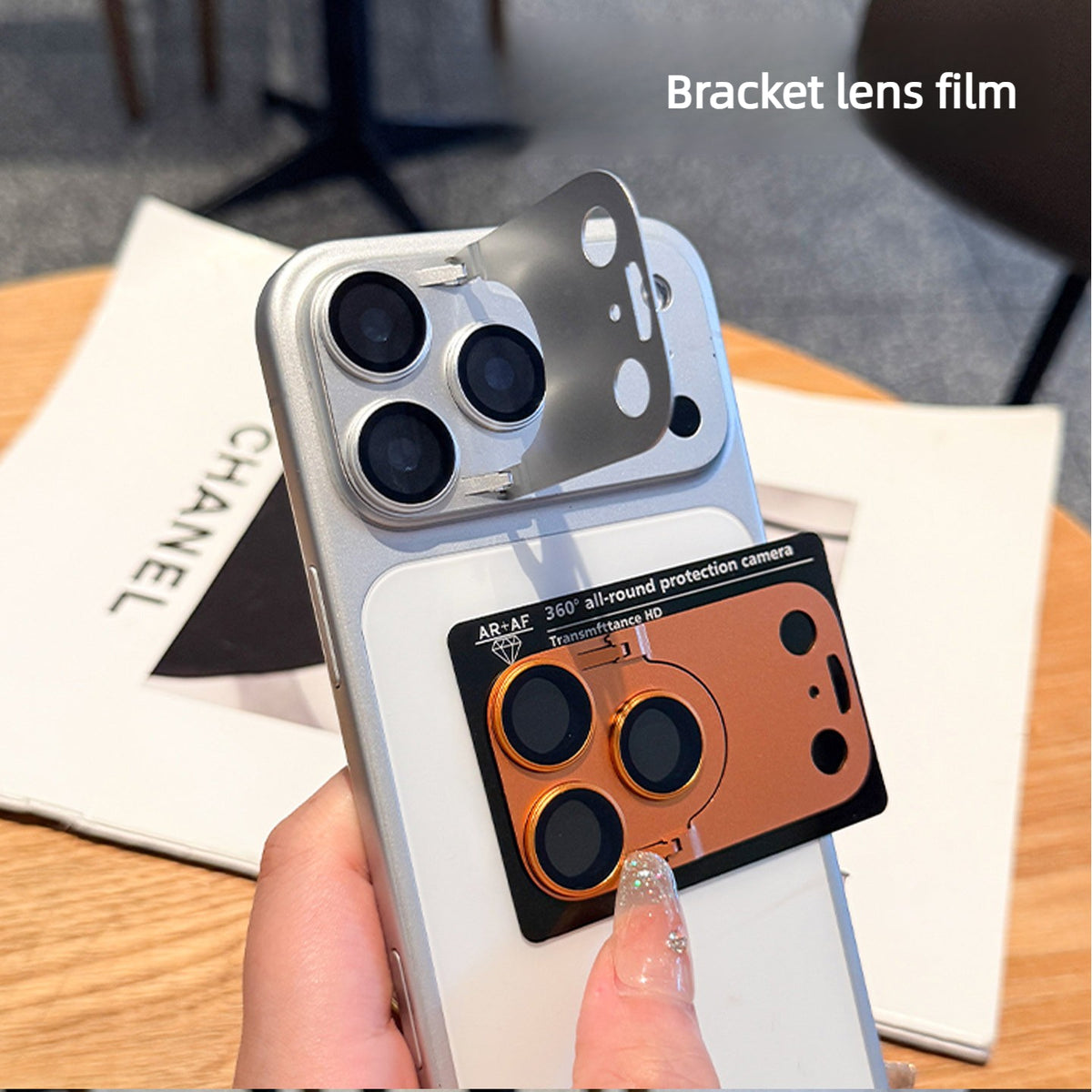 Luxury 2-in-1 Tempered Glass HD Camera Lens Protector with Foldable Metal Kickstand - Coverify