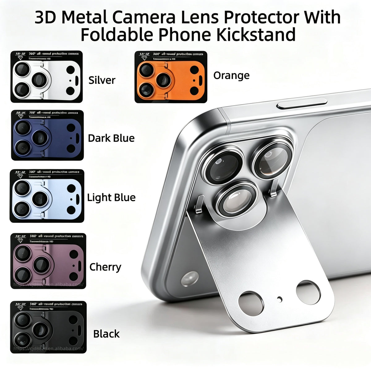 Luxury 2-in-1 Tempered Glass HD Camera Lens Protector with Foldable Metal Kickstand - Coverify