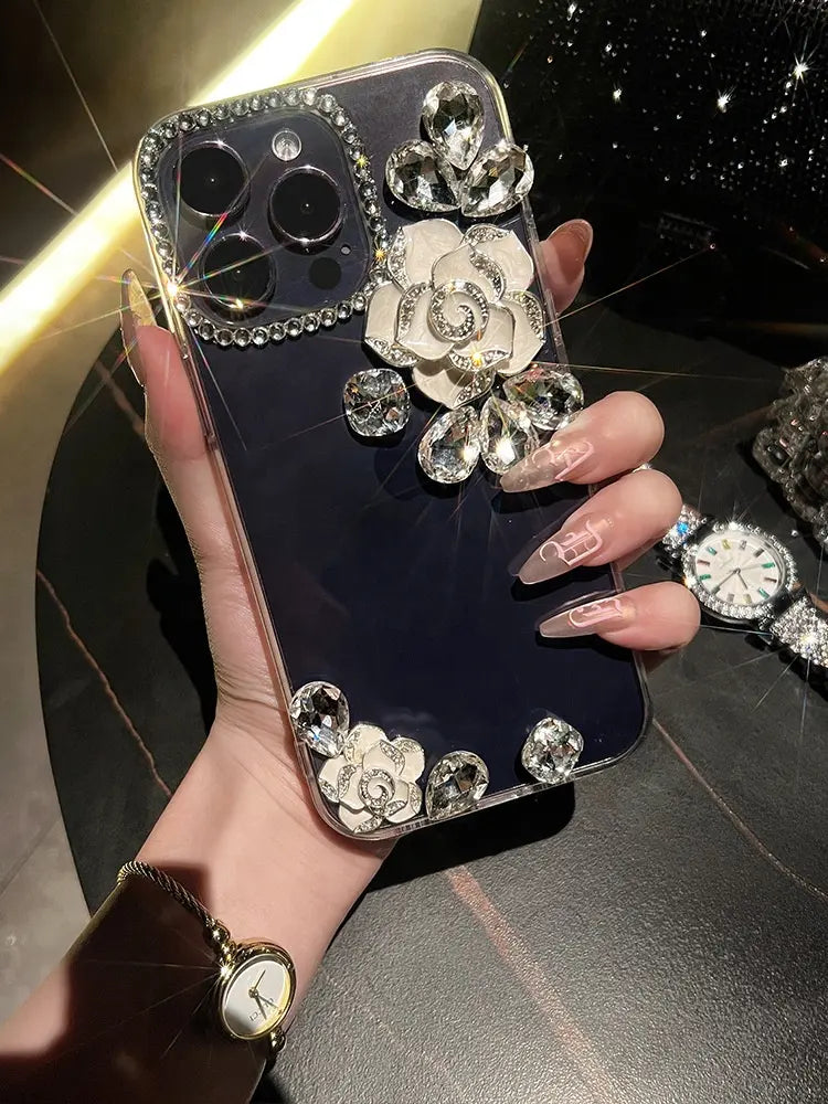 Luxury Glitter Diamond Flower iPhone Case