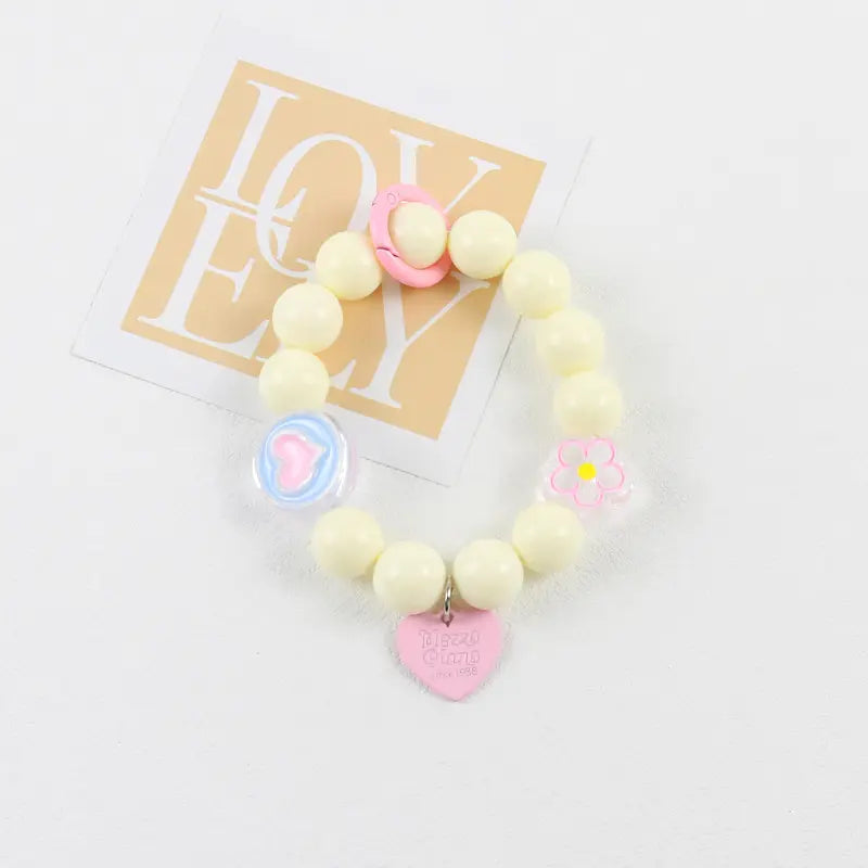 Luxury White Beads Pearl Heart Charm Bracelet