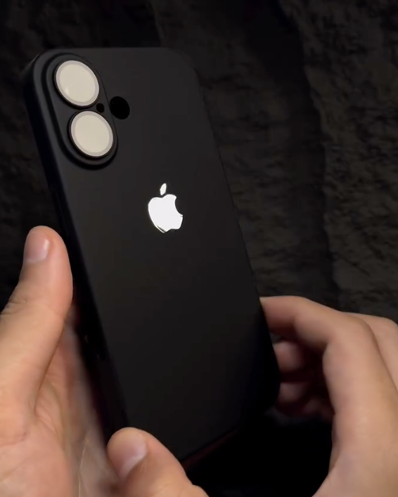 Luxury Black Matte iPhone Case with Apple Logo
