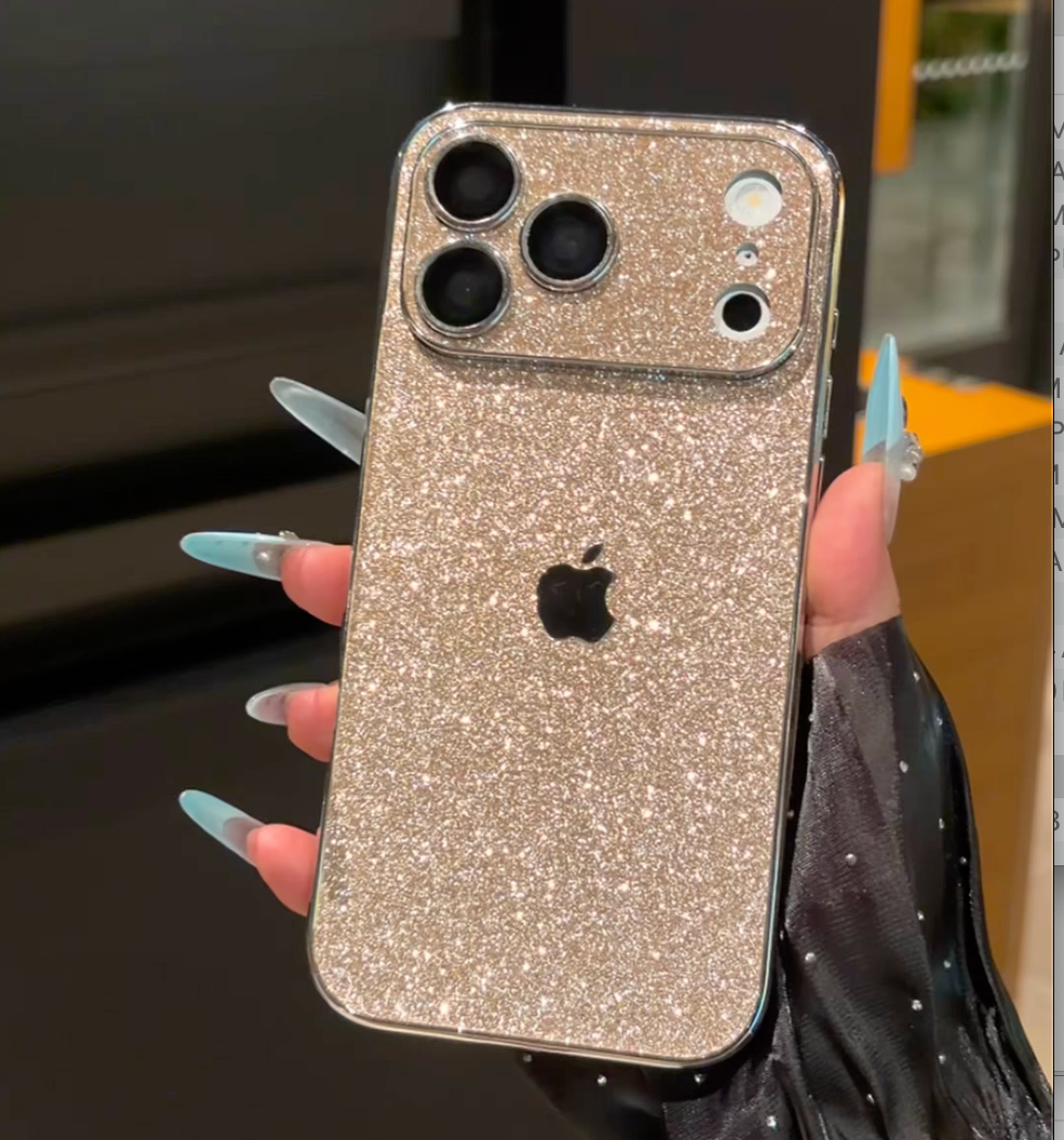 Luxury Glitter Gold iPhone Case with Apple Logo - Coverify