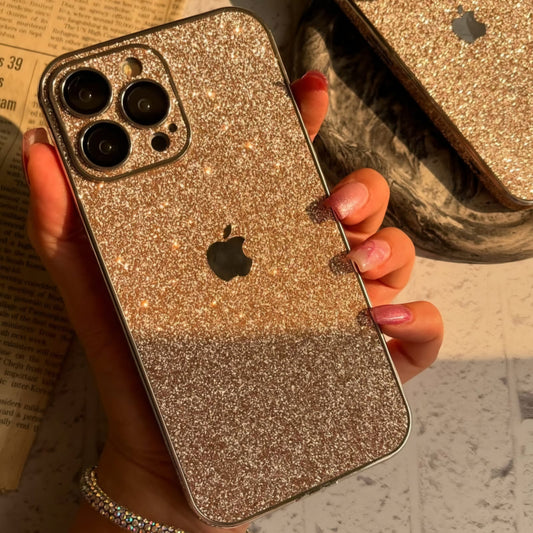 Luxury Glitter Gold iPhone Case with Apple Logo