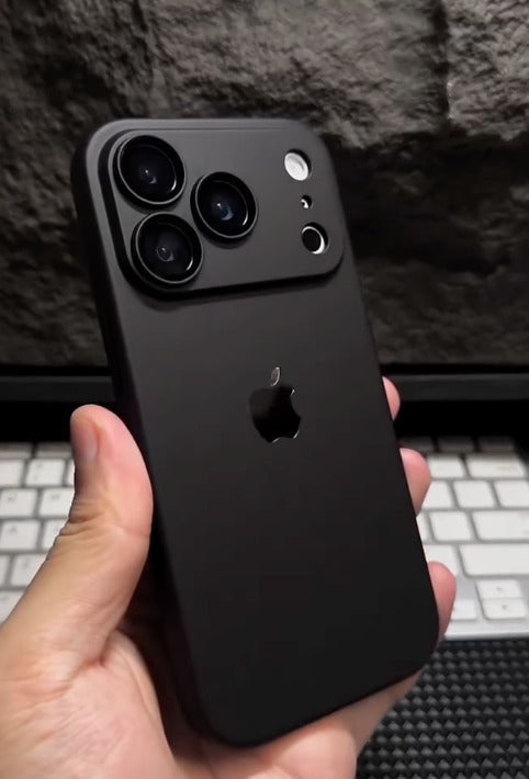 Luxury Black Matte iPhone Case with Apple Logo