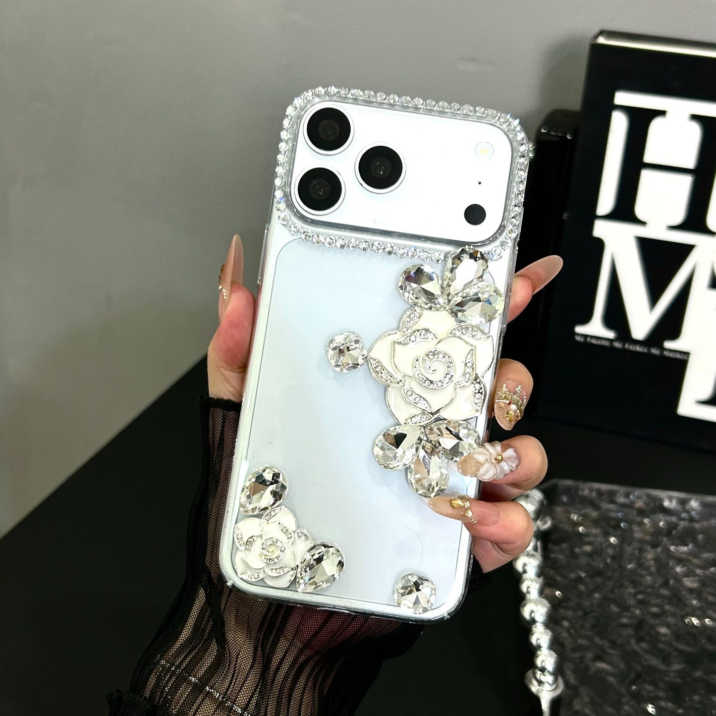 Luxury Glitter Diamond Flower Transparent iPhone Case - Coverify