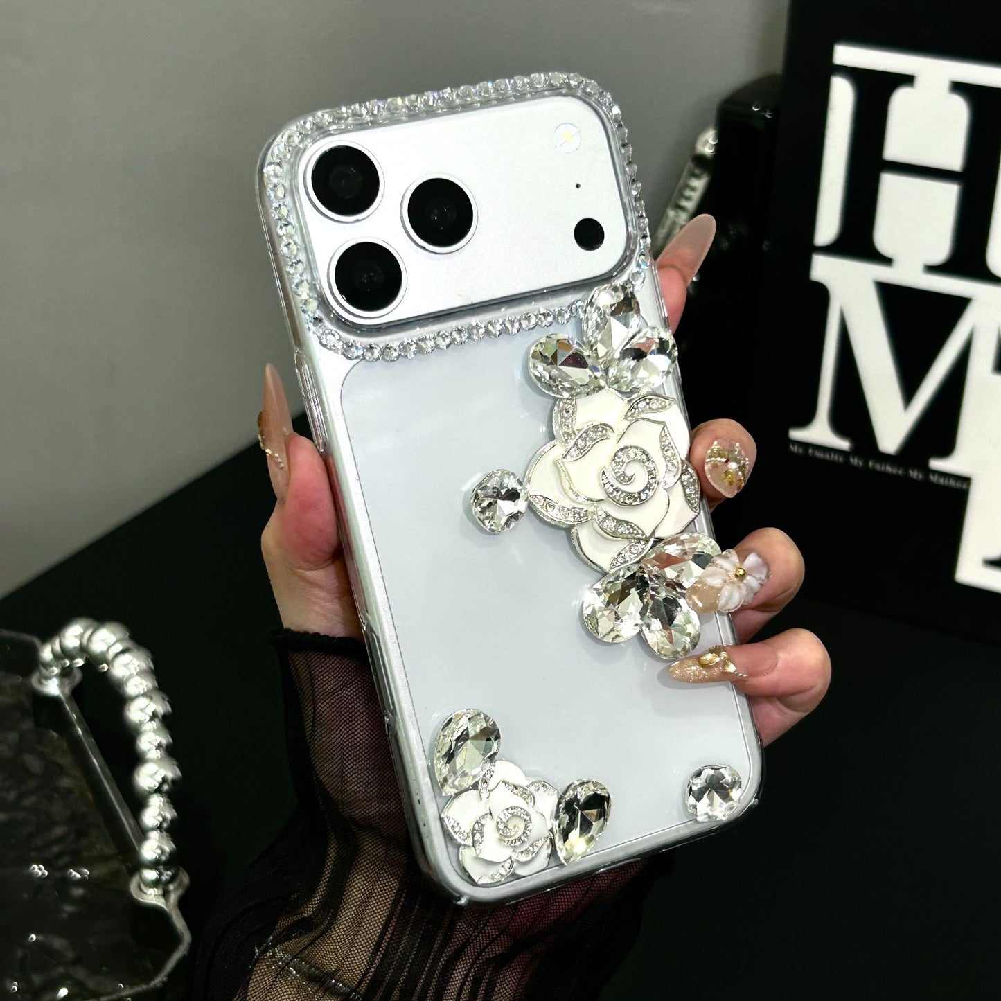 Luxury Glitter Diamond Flower Transparent iPhone Case - Coverify