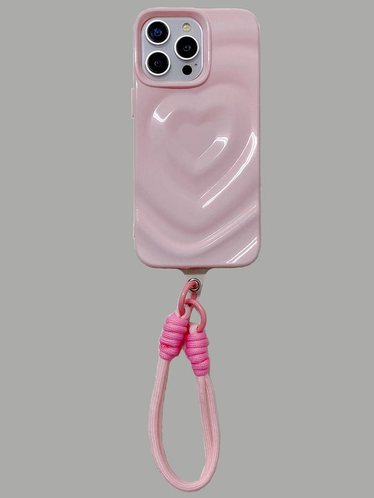 Luxury Heart Pattern iPhone Case with Charm