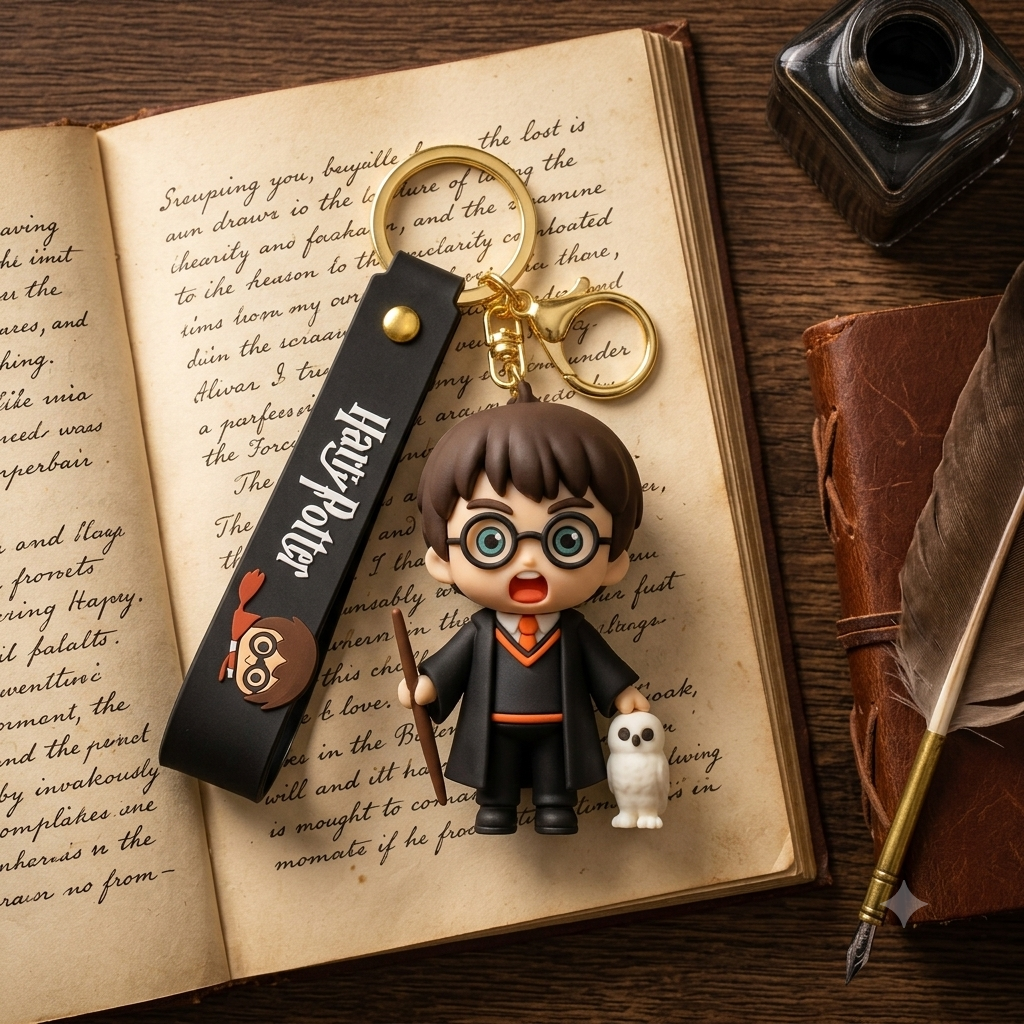 Coverify Harry Potter & Hedwig Rubber Keychain with Strap