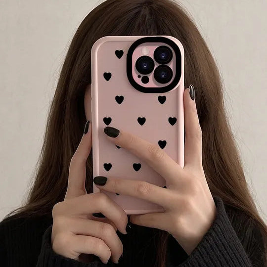 Luxury Pink Black Heart iPhone Case - 16 Pro Max - Coverify