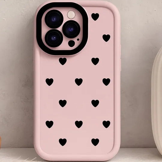 Luxury Pink Black Heart iPhone Case - 16 Pro Max - Coverify