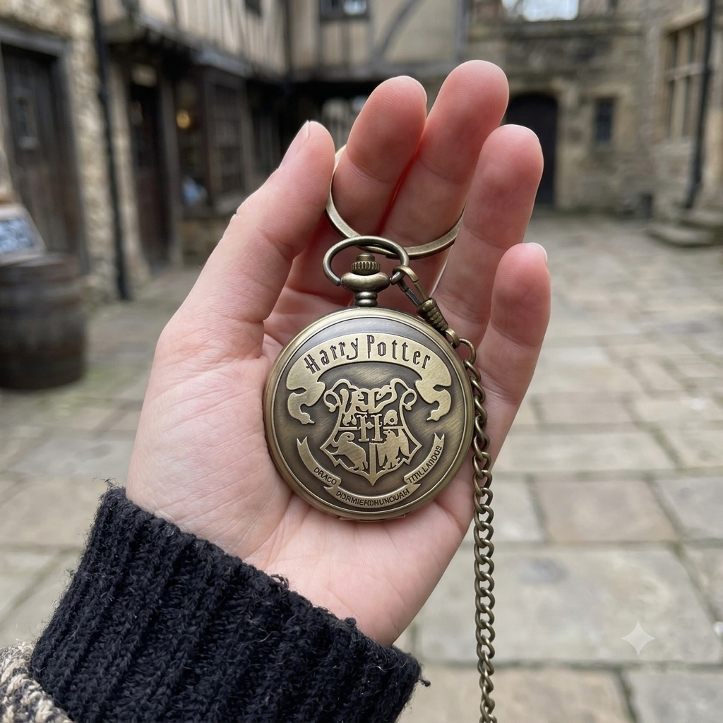 Coverify Harry Potter Hogwarts Crest Antique Pocket Watch Vintage Metal Keychain