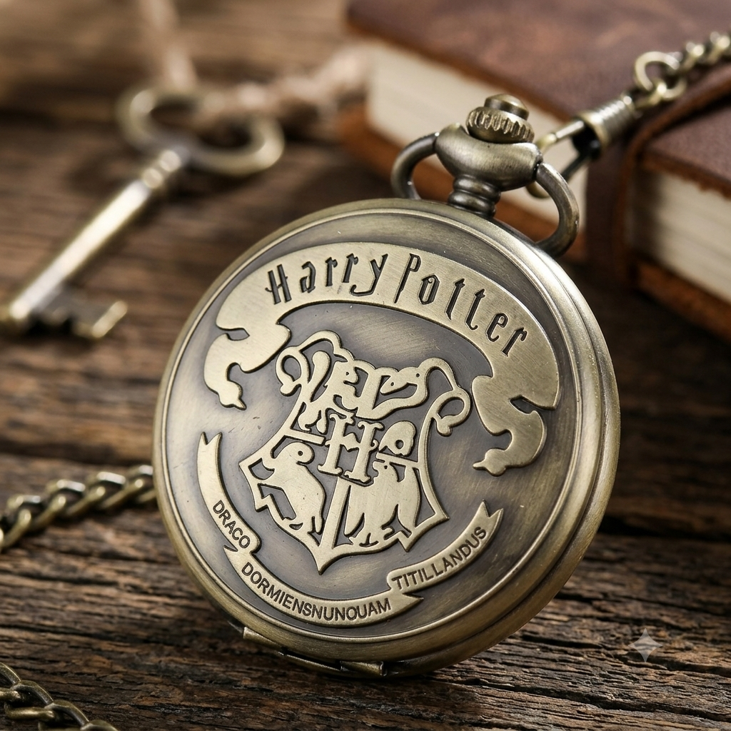 Coverify Harry Potter Hogwarts Crest Antique Pocket Watch Vintage Metal Keychain