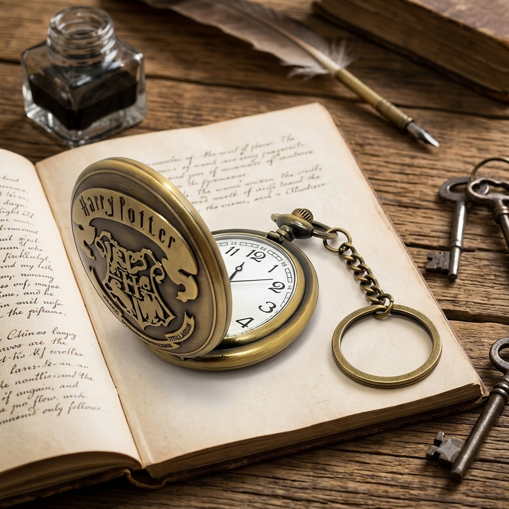 Coverify Harry Potter Hogwarts Crest Antique Pocket Watch Vintage Metal Keychain