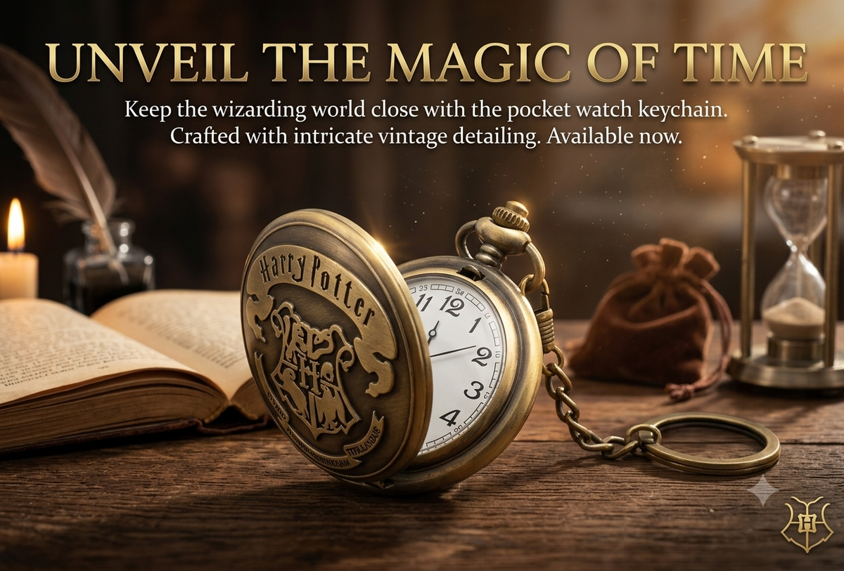 Coverify Harry Potter Hogwarts Crest Antique Pocket Watch Vintage Metal Keychain