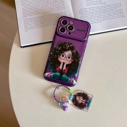 Luxury Cute Curly Haired Girl Mirror iPhone Case with Charm