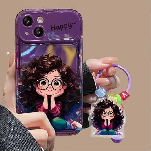 Luxury Cute Curly Haired Girl Mirror iPhone Case with Charm