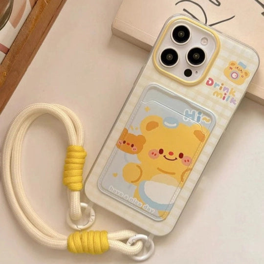 Luxury Butter Bear Pattern iPhone Case With Charm