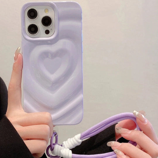 Luxury Heart Pattern iPhone Case with Charm