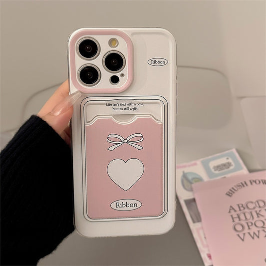 Luxury Pink Love Bow With Card Holder iPhone Case