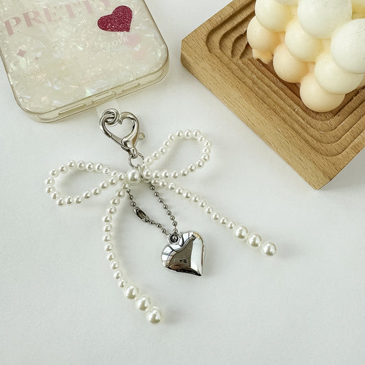 Sweet Pearl Bow Heart Charm Bracelet