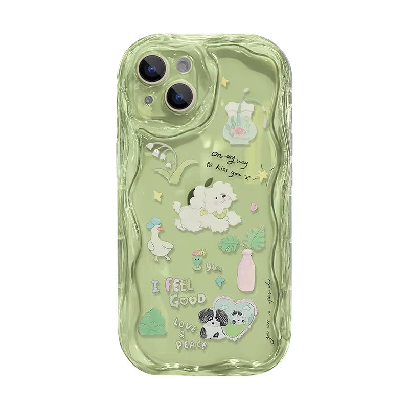 Luxury Cute Puppy iPhone Case with Stand Holder and Bead Bracelet