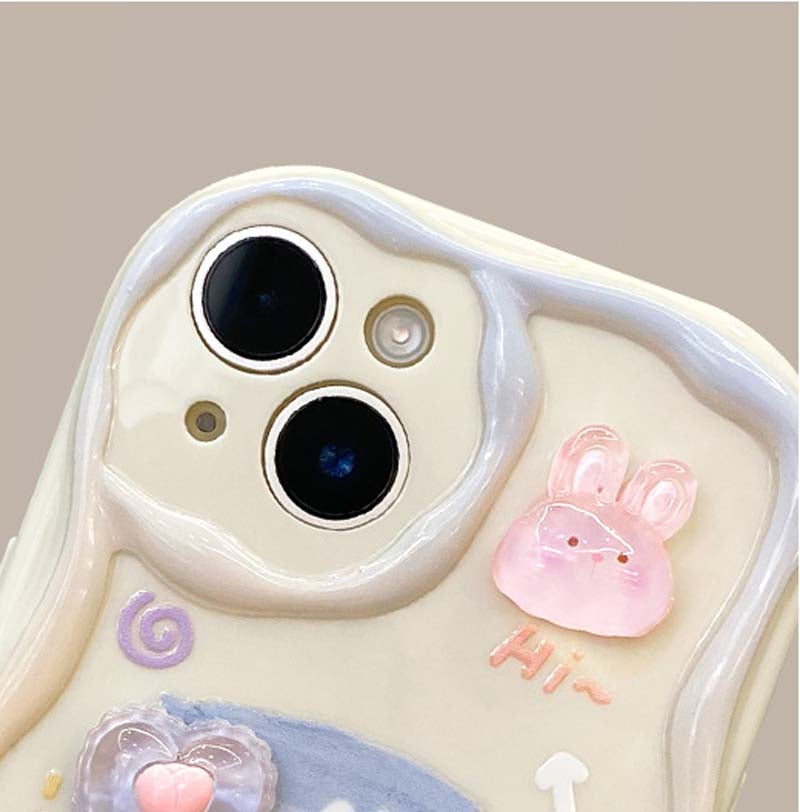 Luxury Cute Cartoon Rich iPhone Case with Pearl Bracelet