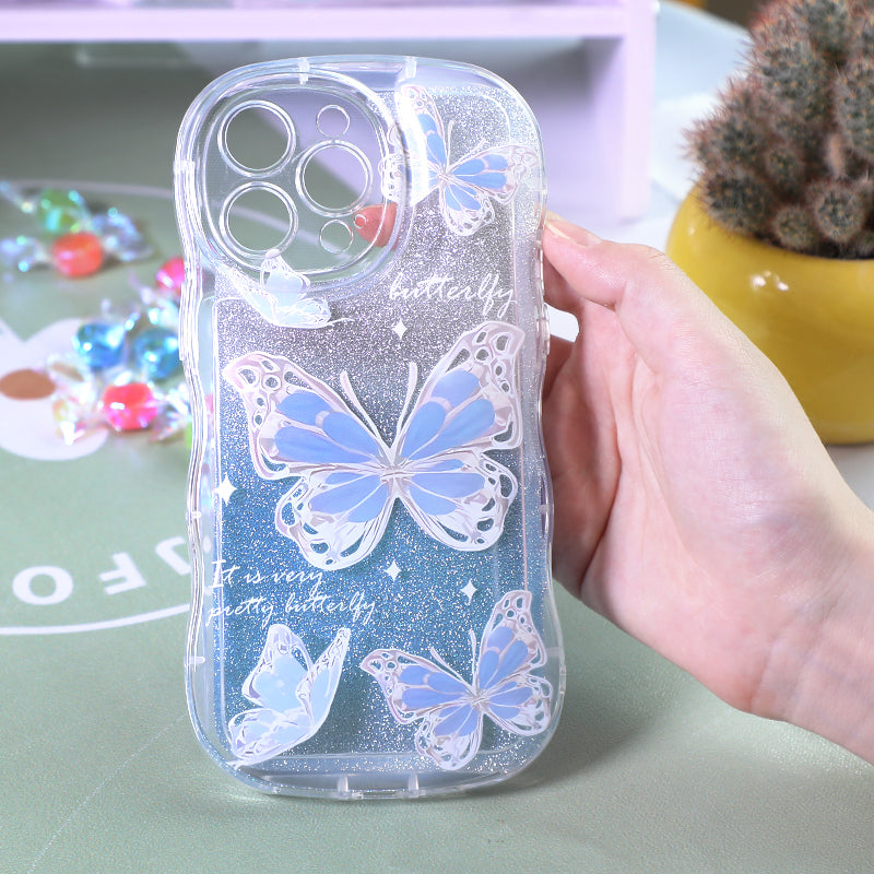 Luxury Glitter Butterfly iPhone Case with Charm Bracelet