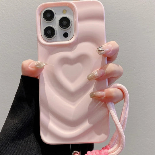 Luxury Heart Pattern iPhone Case with Charm