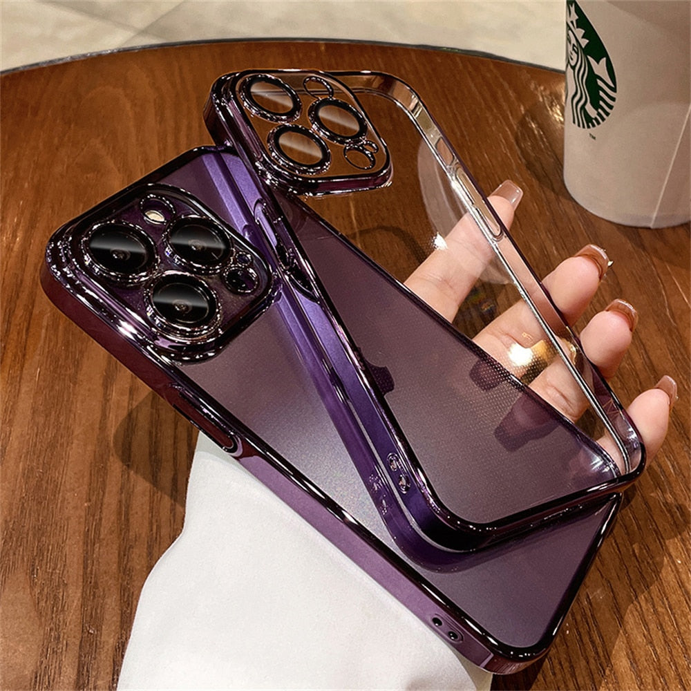 Shockproof Armor Transparent Silicone iPhone Case with Lens Protection