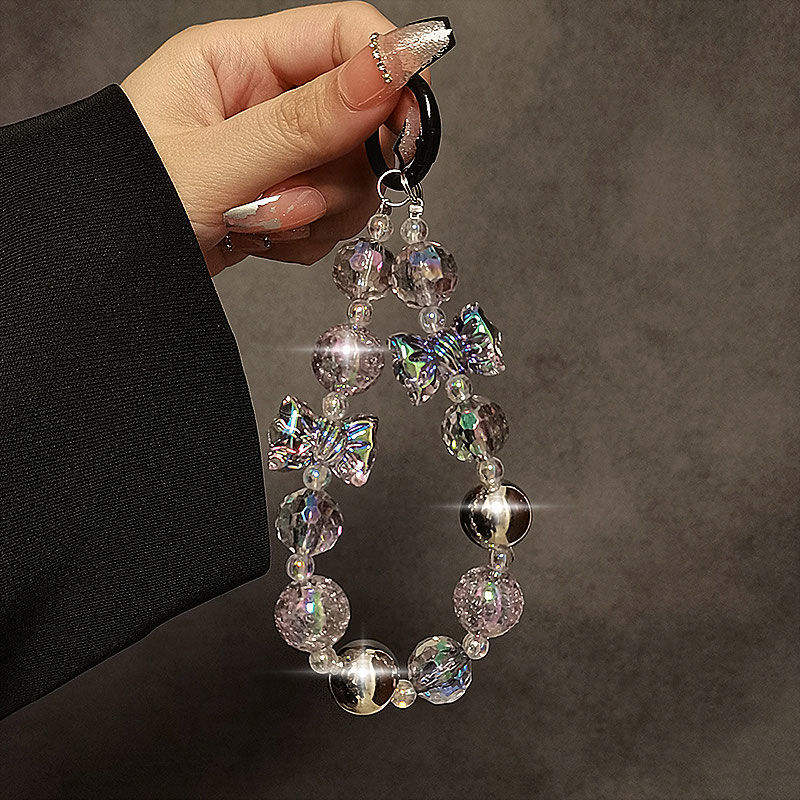 Luxury Transparent Iridescent Crystal 3D Bow Silver Beads Charm - Coverify
